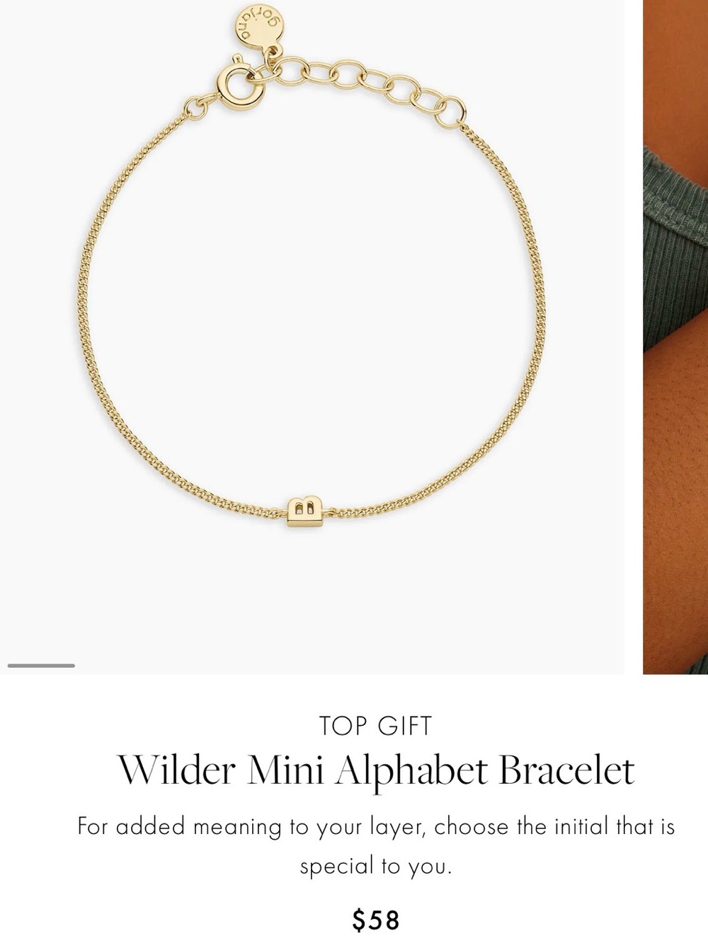 Gorjana Wilder Mini Alphabet Bracelet - Gold B Initial